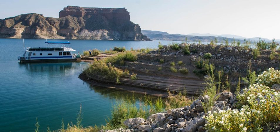 A boat on Lake Mead near Las Vegas, Nevada.