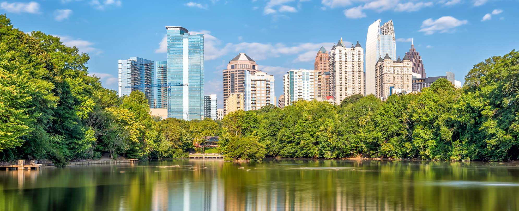 A view of Midtown Atlanta from the Chattahoochee River. 