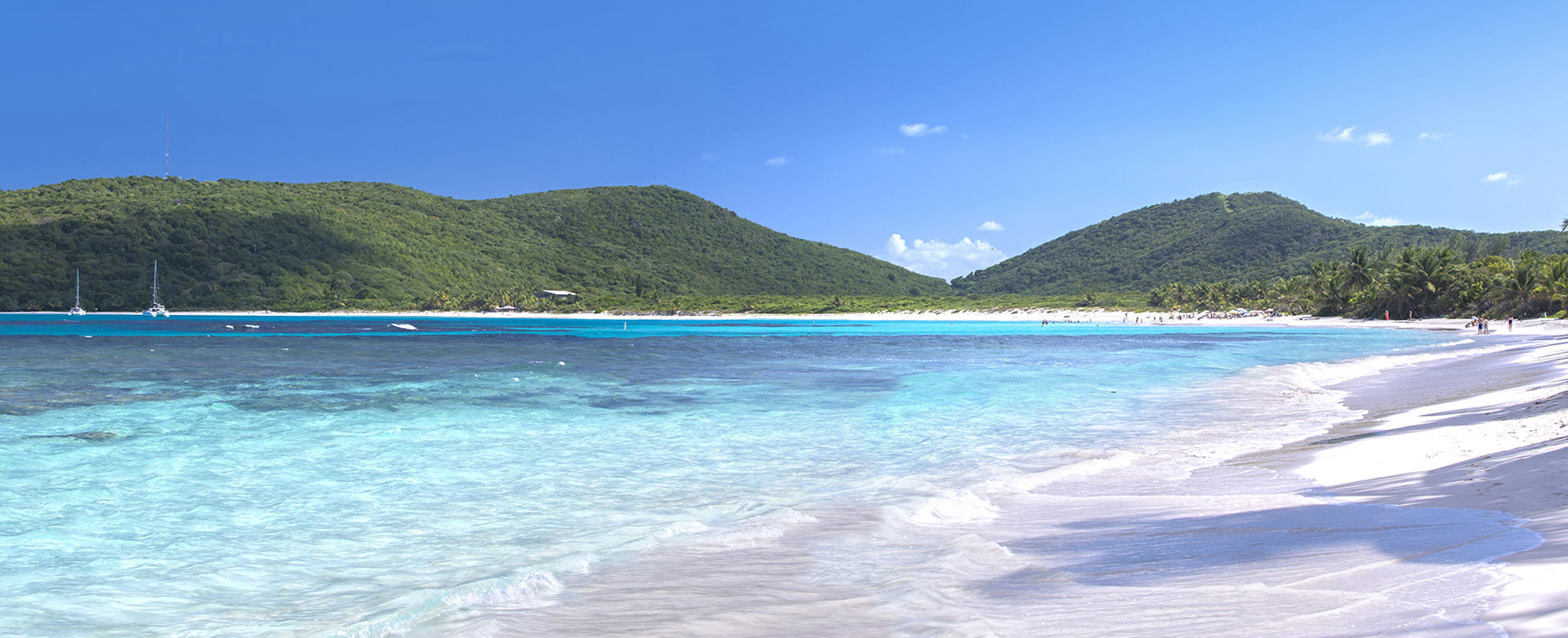 Mountains and beach at Reserva Natural de Culebra in Puerto Rico. 